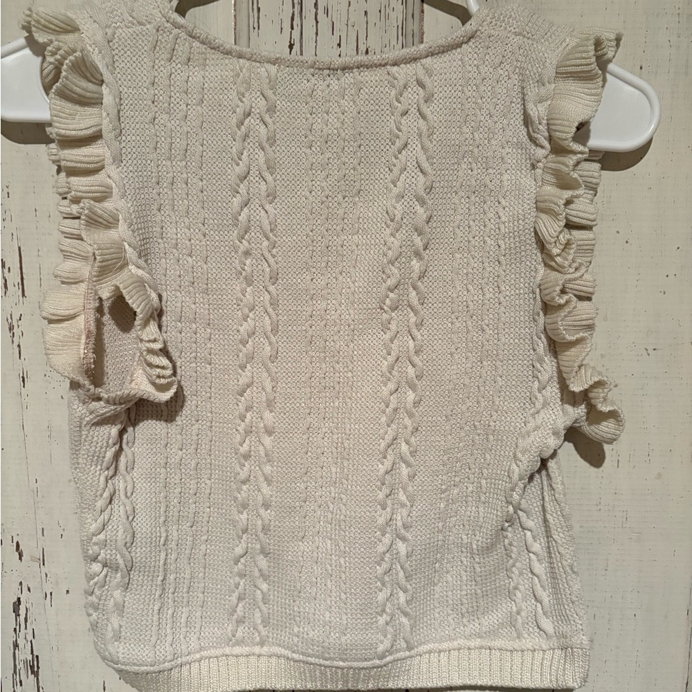 Zara Ruffle Crop Sweater Tank - Picture 3 of 5